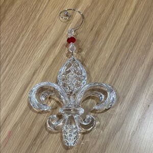 Waterford Crystal Fleur-de-Lis with Red Accent Ornament